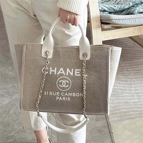 chanel deauville tote outfit|Chanel large deauville shopping tote.